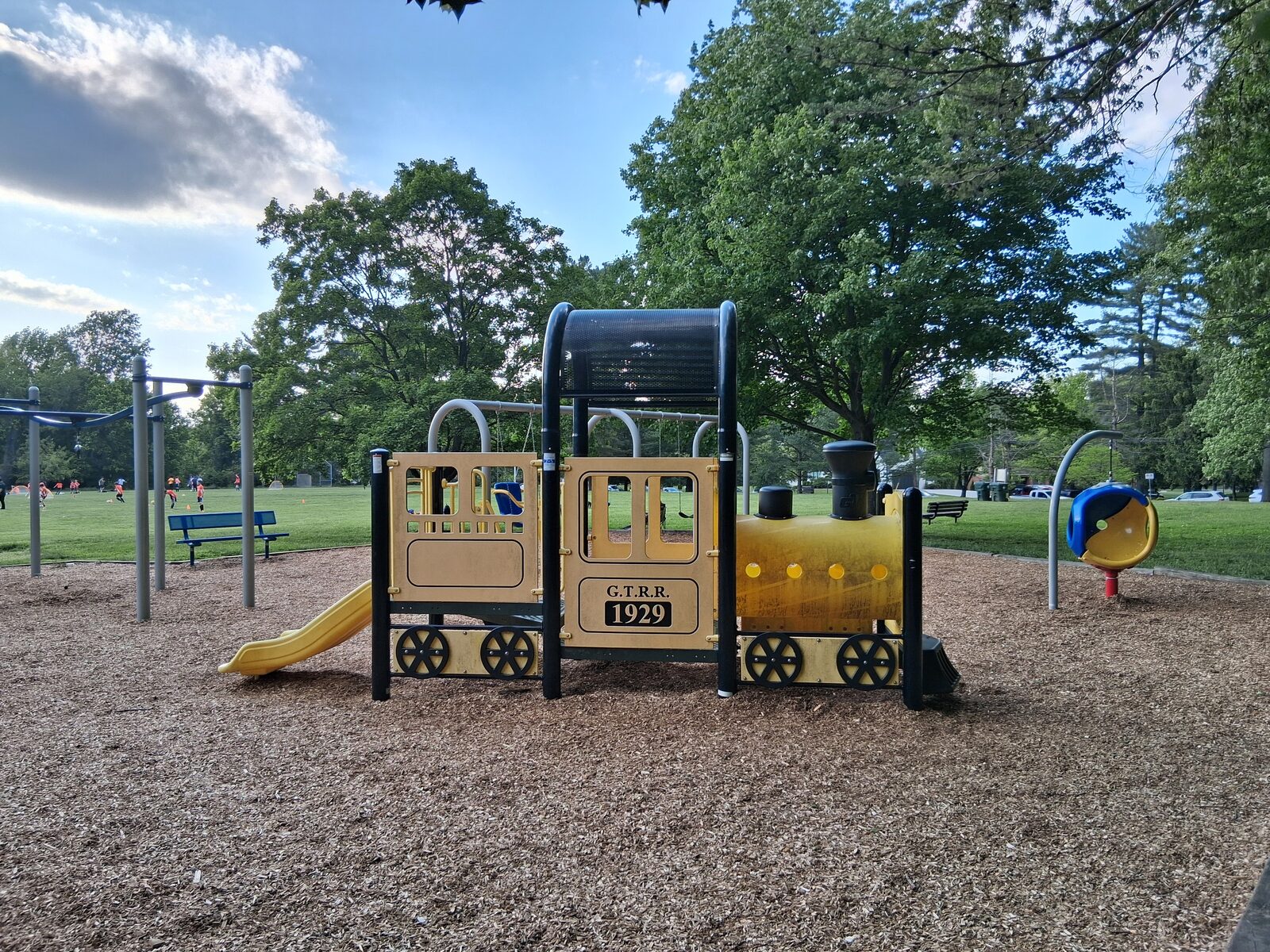Train-themed playground at Fernwood Local Park